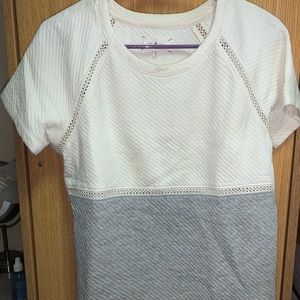 White and grey business casual T-Shirt.